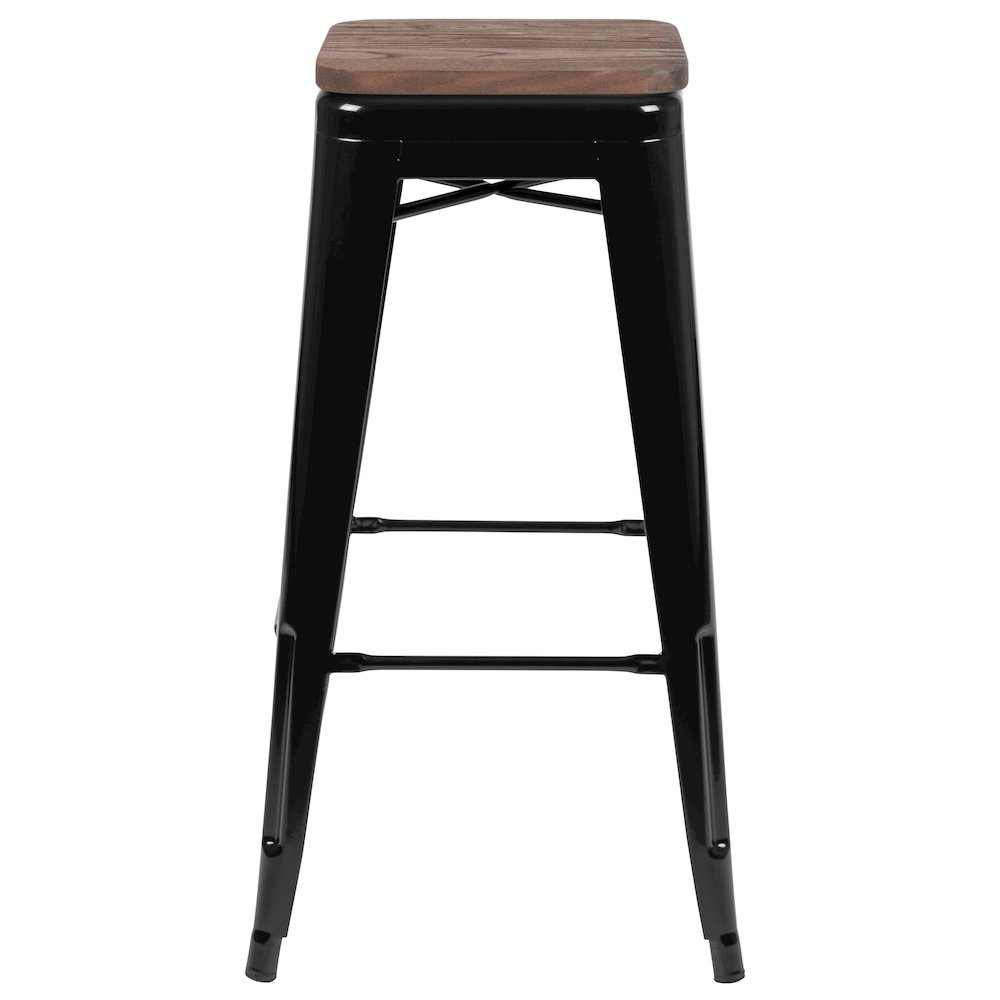 Set of 4 Modern Industrial Metal Stools  in Black. Picture 9