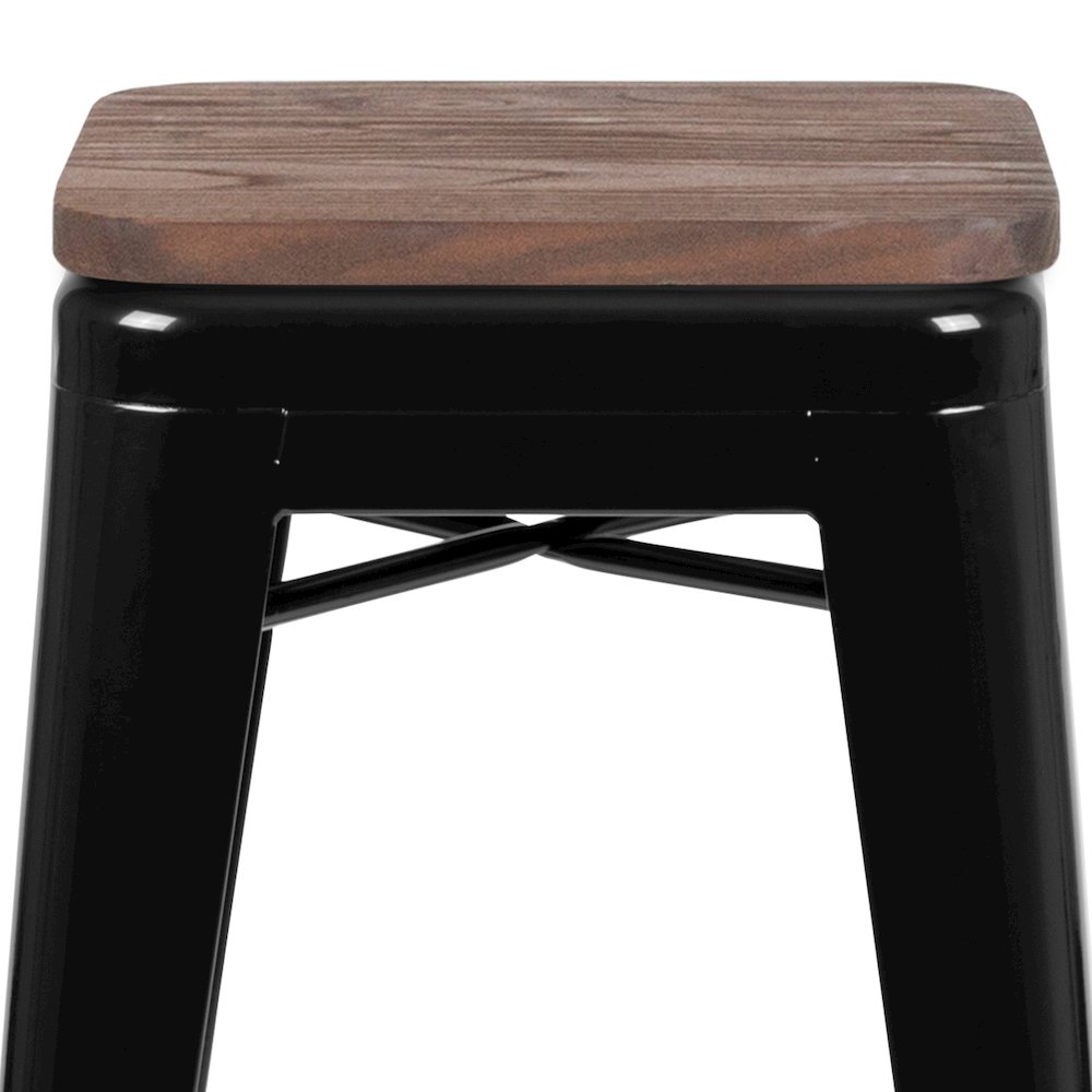 Set of 4 Modern Industrial Metal Stools  in Black. Picture 7