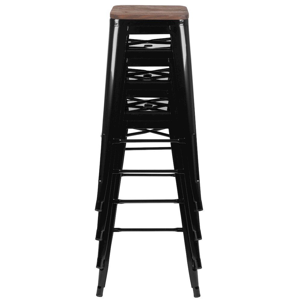 Set of 4 Modern Industrial Metal Stools  in Black. Picture 12