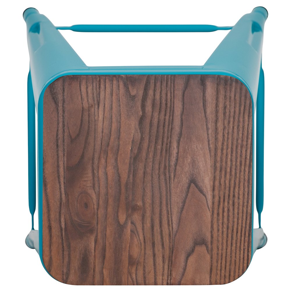 Set of 4 Modern Industrial Metal Stools  in Teal. Picture 10