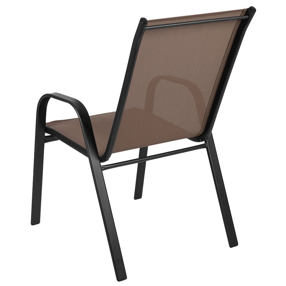 4 Pack Brown Outdoor Stack Chair with Flex Comfort Material and Metal Frame. Picture 7