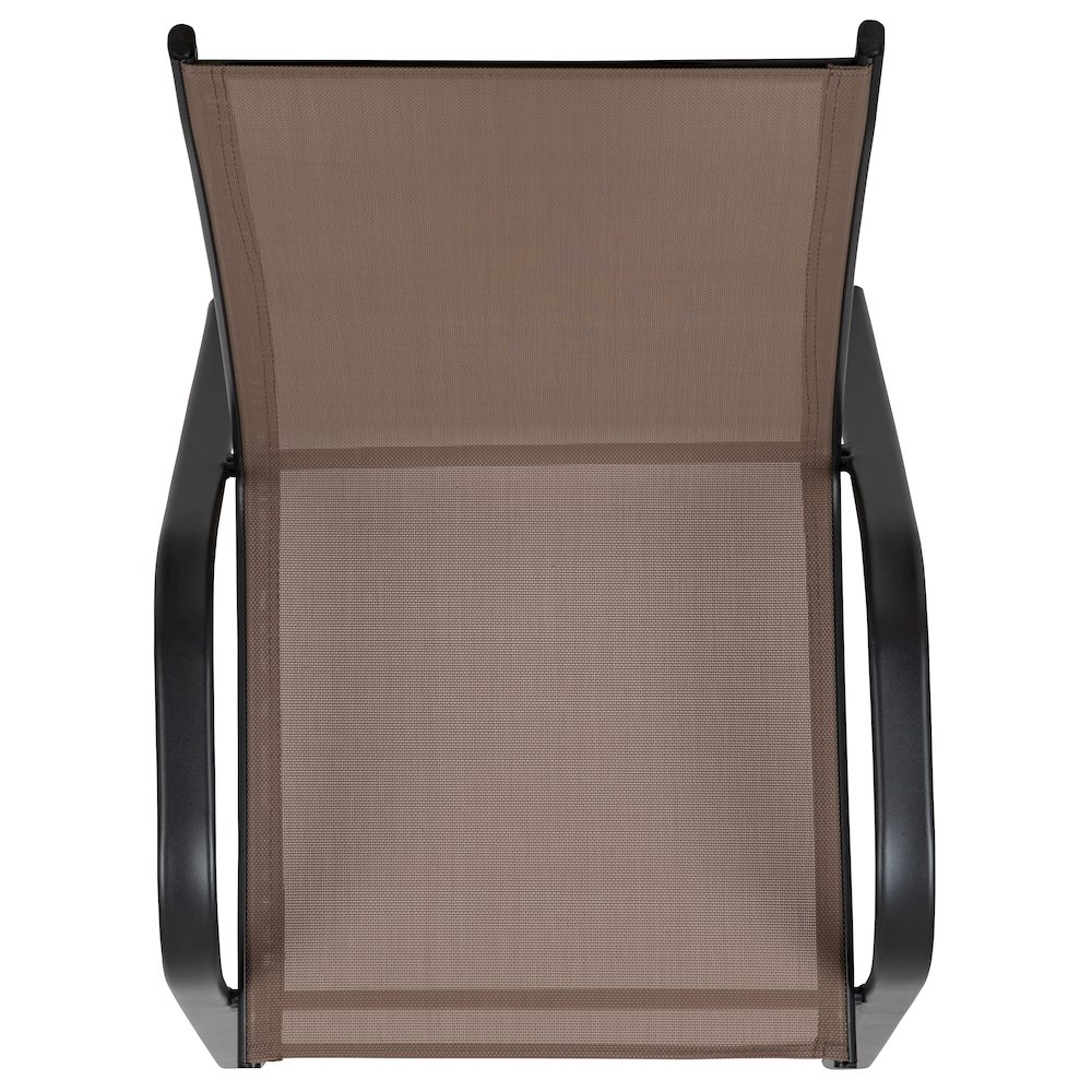 4 Pack Brown Outdoor Stack Chair with Flex Comfort Material and Metal Frame. Picture 12