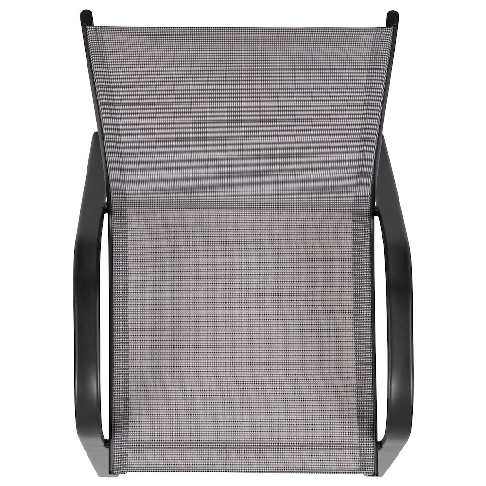 4 Pack Gray Outdoor Stack Chair with Flex Comfort Material and Metal Frame. Picture 12