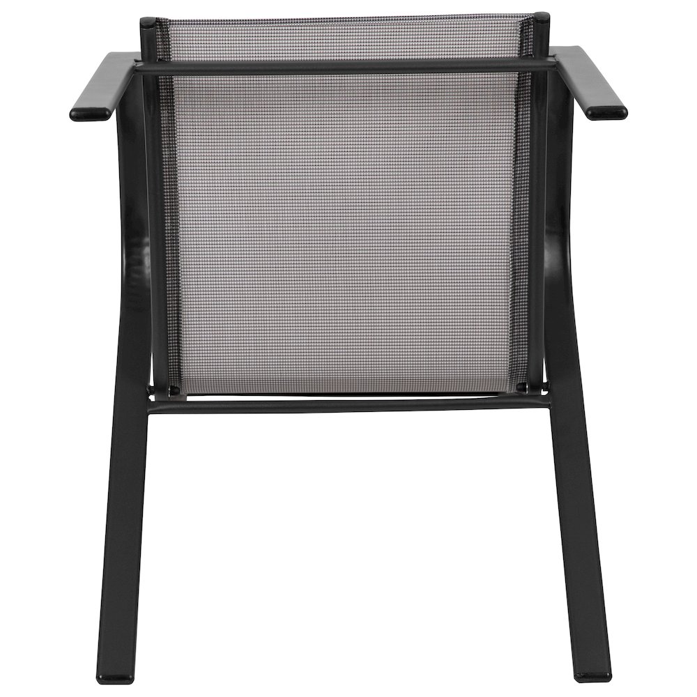 4 Pack Gray Outdoor Stack Chair with Flex Comfort Material and Metal Frame. Picture 13