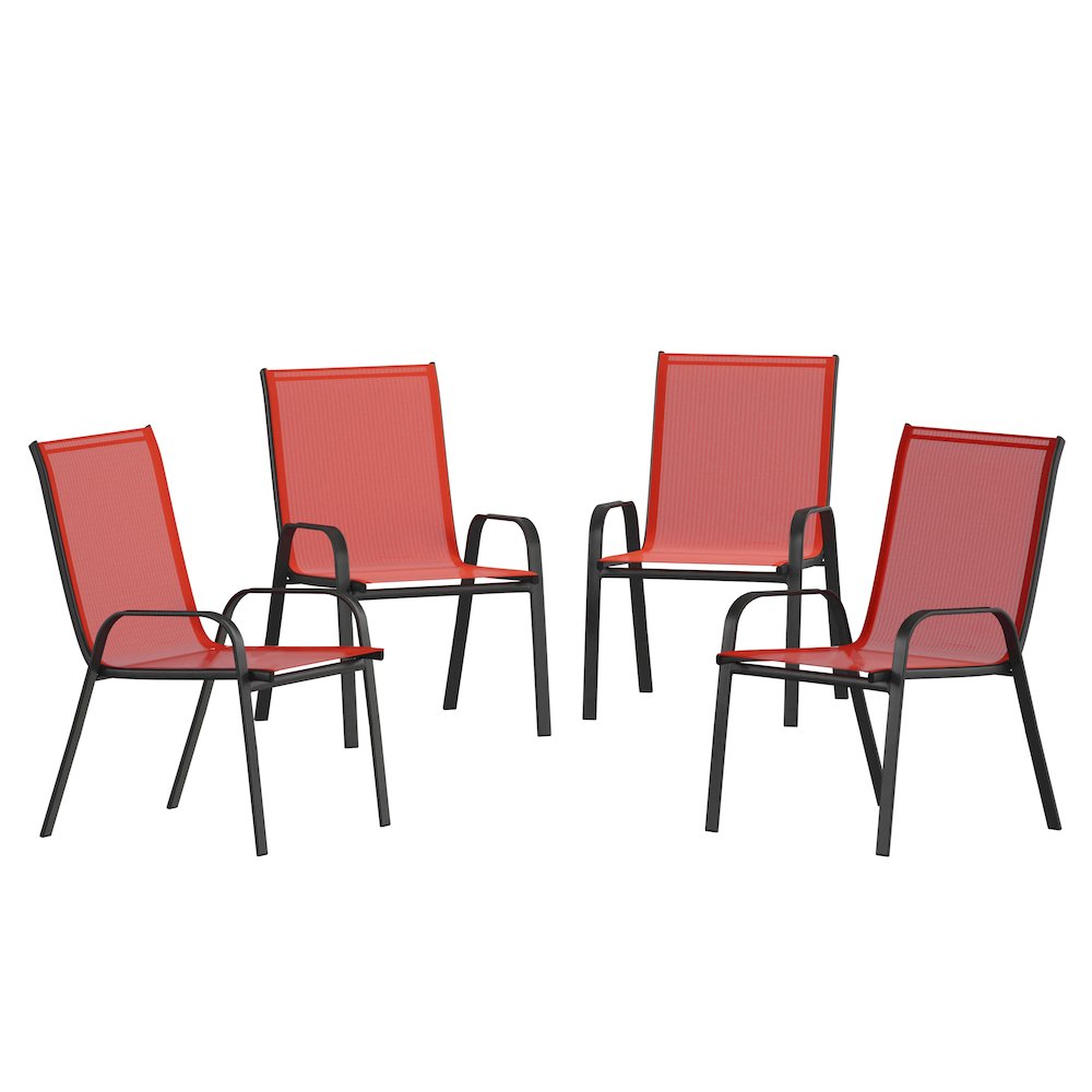 4PK Red Patio Stack Chair. Picture 3