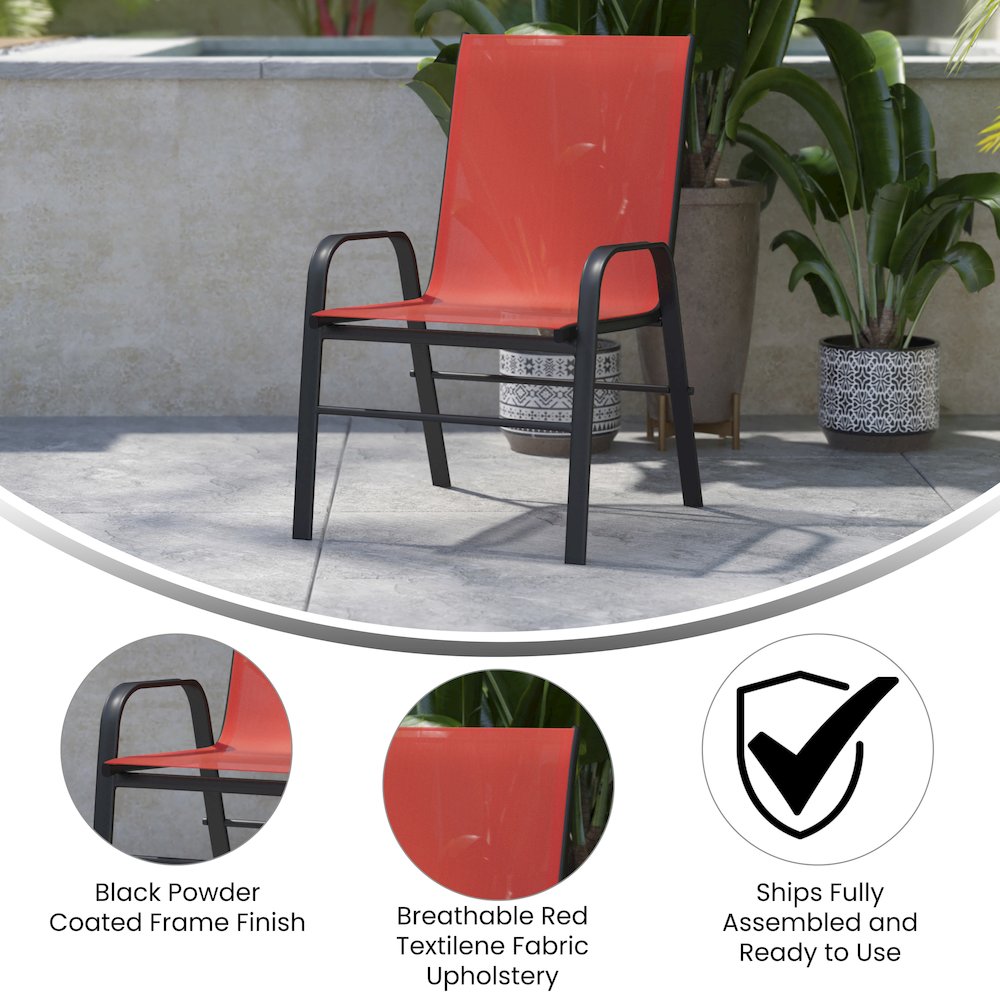 4PK Red Patio Stack Chair. Picture 5
