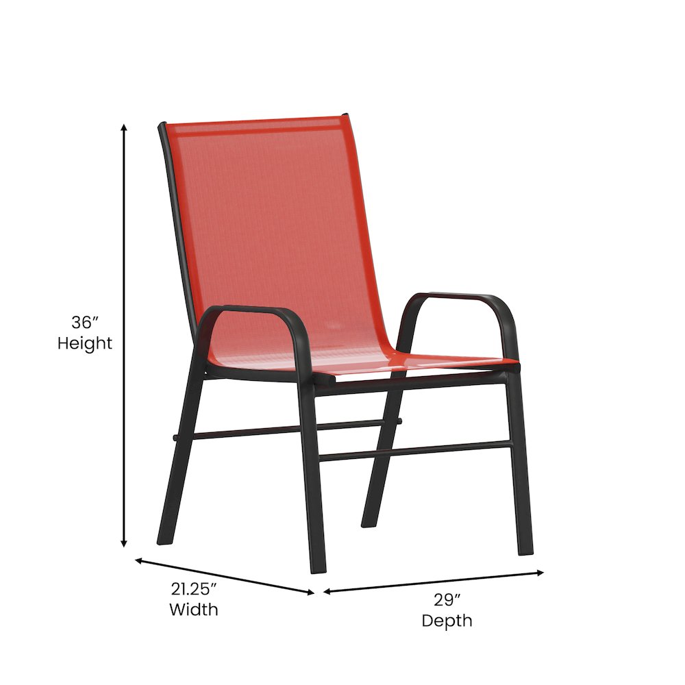 4PK Red Patio Stack Chair. Picture 6