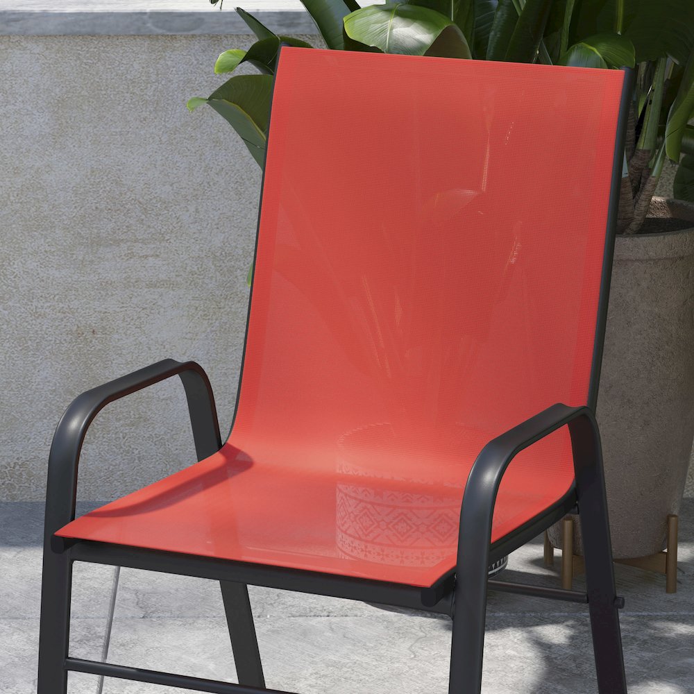 4PK Red Patio Stack Chair. Picture 8