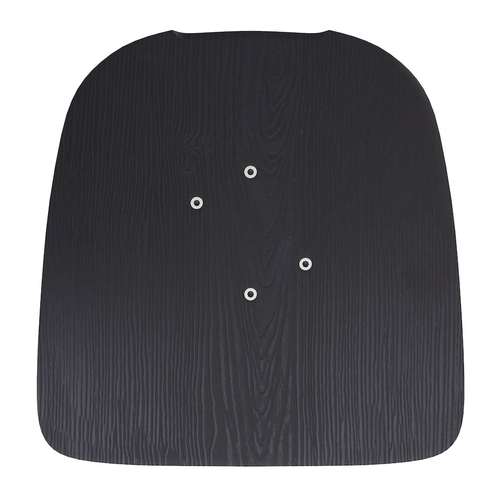 Perry Set of 4 Poly Resin Wood Seat with Rounded Edges for Colorful Metal Chairs and Stools in Black. Picture 11