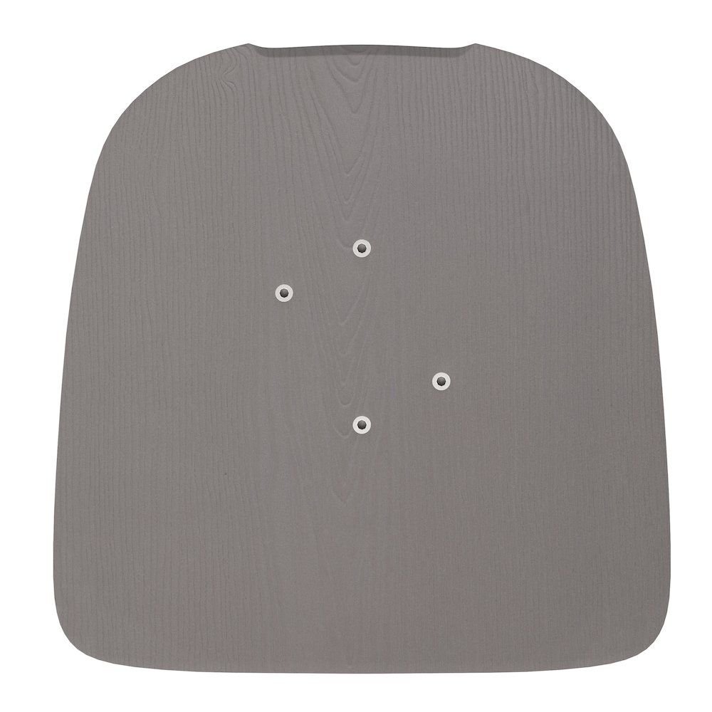 Perry Set of 4 Poly Resin Wood Seat with Rounded Edges for Colorful Metal Chairs and Stools in Gray. Picture 11