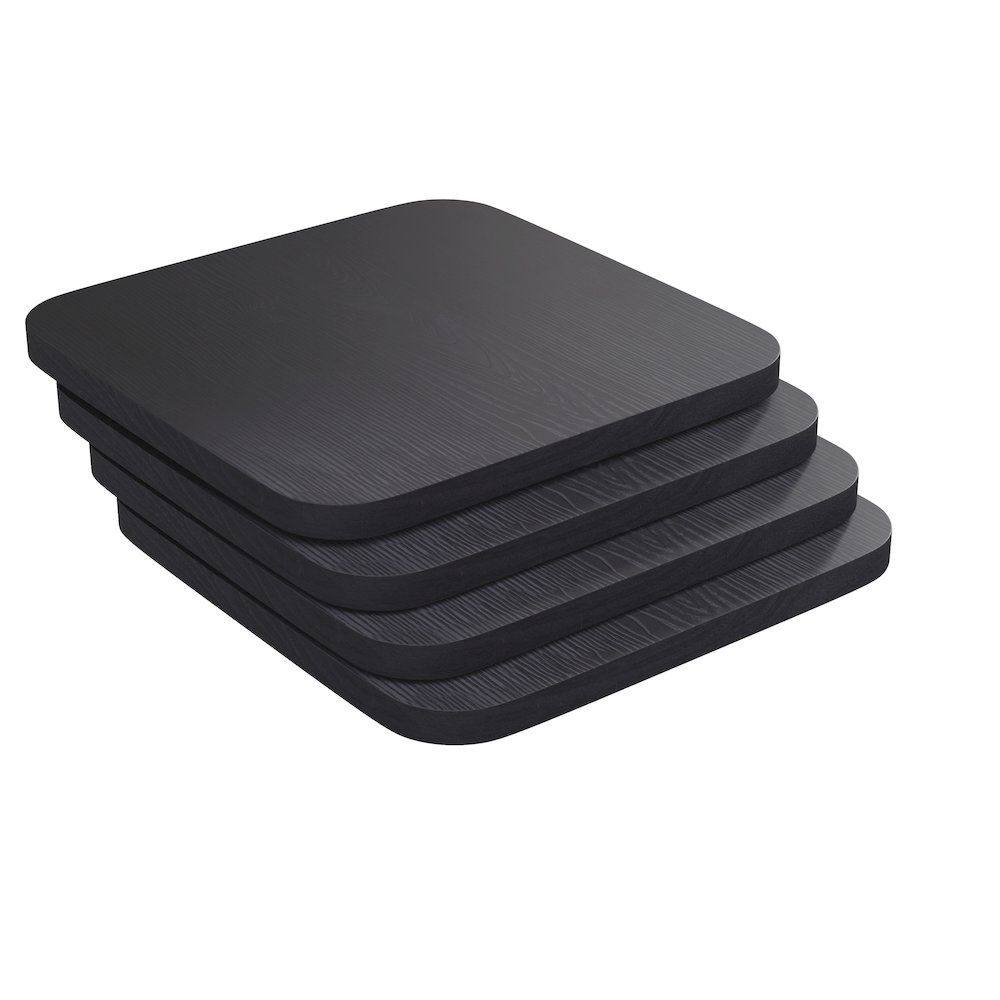 Perry Poly Resin Wood Square Seat with Rounded Edges for Colorful Metal Barstools in Black. Picture 3