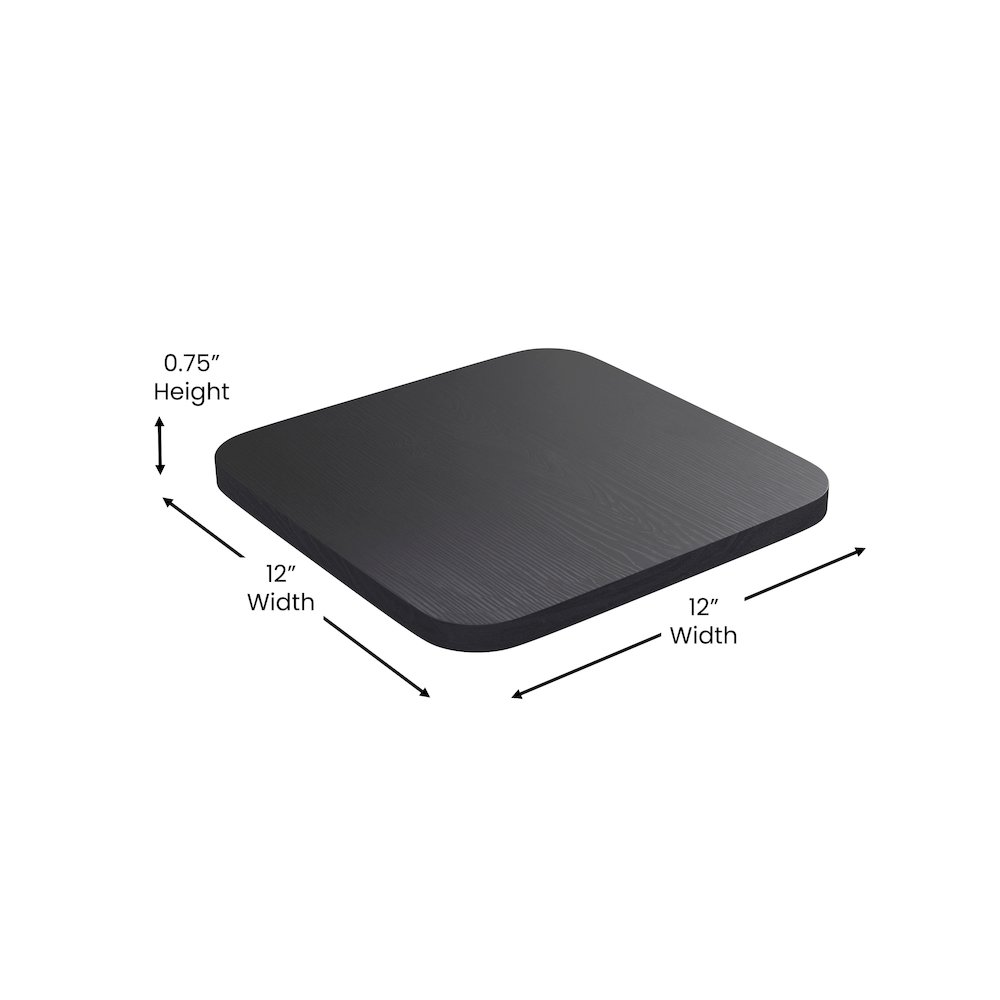 Perry Poly Resin Wood Square Seat with Rounded Edges for Colorful Metal Barstools in Black. Picture 6