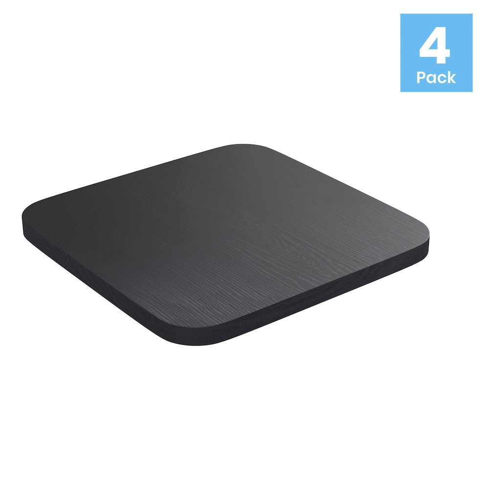 Perry Poly Resin Wood Square Seat with Rounded Edges for Colorful Metal Barstools in Black. Picture 1