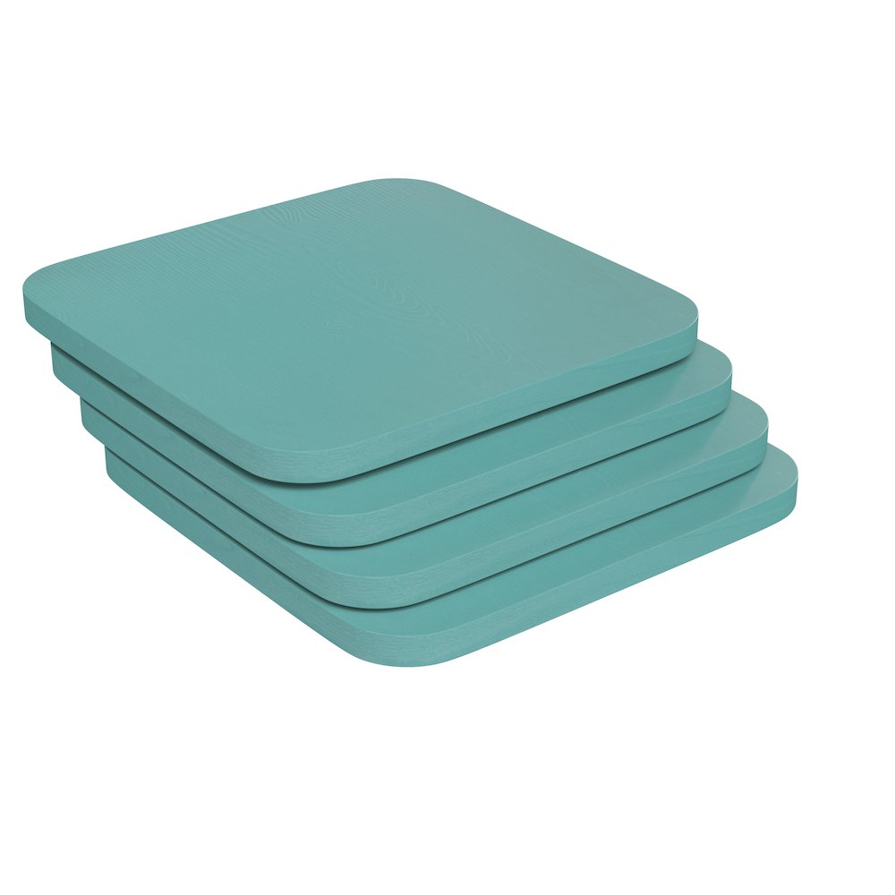 Perry Poly Resin Wood Square Seat with Rounded Edges for Colorful Metal Barstools in Mint. Picture 3