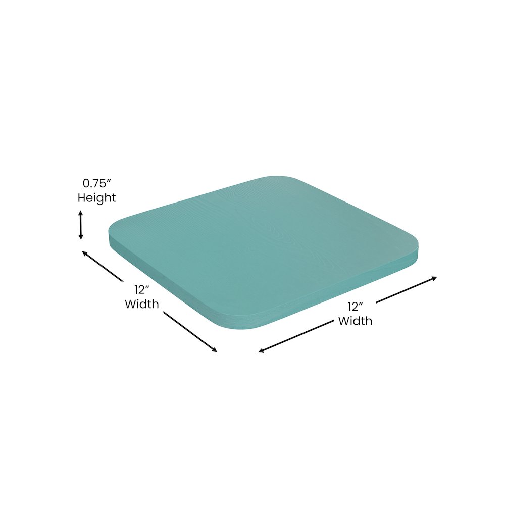 Perry Poly Resin Wood Square Seat with Rounded Edges for Colorful Metal Barstools in Mint. Picture 6