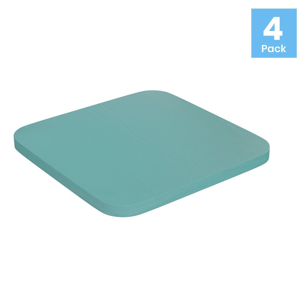 Perry Poly Resin Wood Square Seat with Rounded Edges for Colorful Metal Barstools in Mint. Picture 1