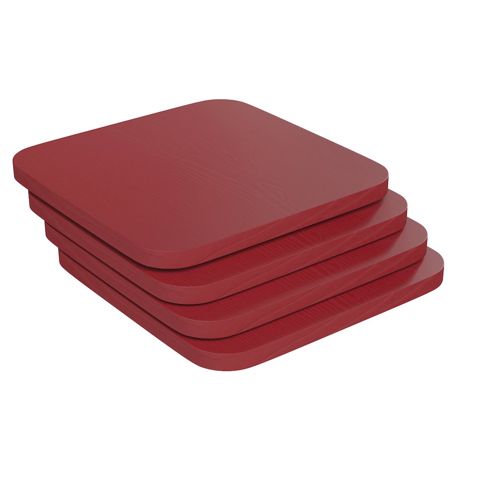 Perry Poly Resin Wood Square Seat with Rounded Edges for Colorful Metal Barstools in Red. Picture 3