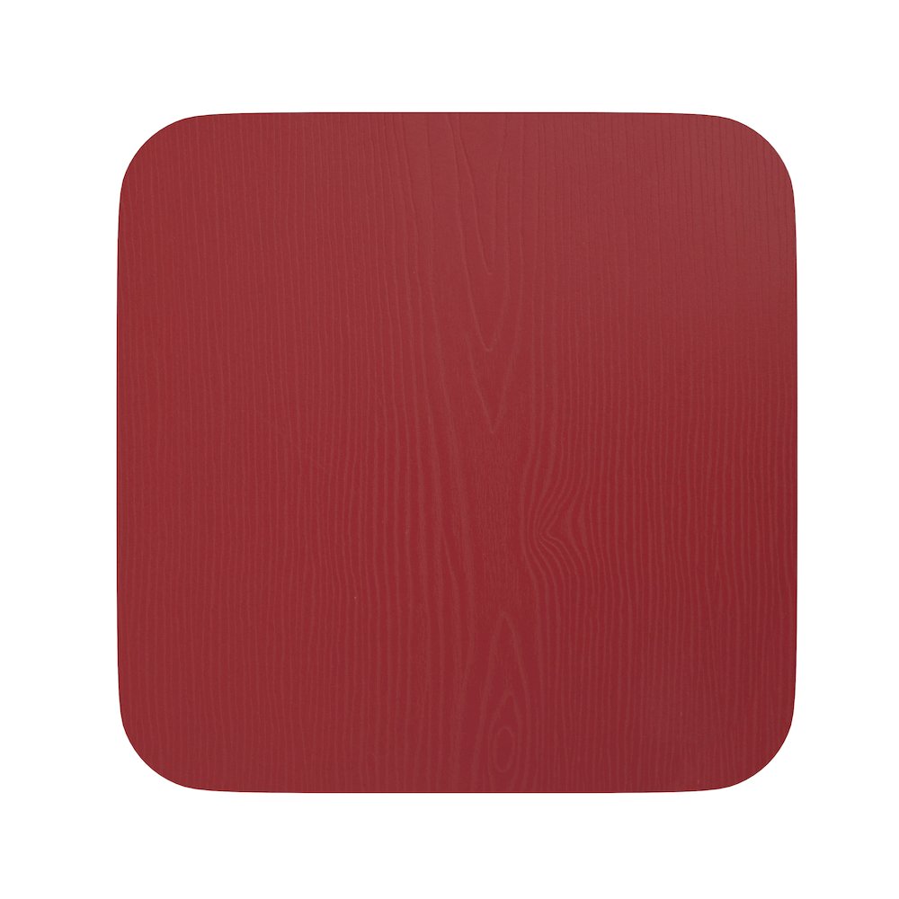 Perry Poly Resin Wood Square Seat with Rounded Edges for Colorful Metal Barstools in Red. Picture 10