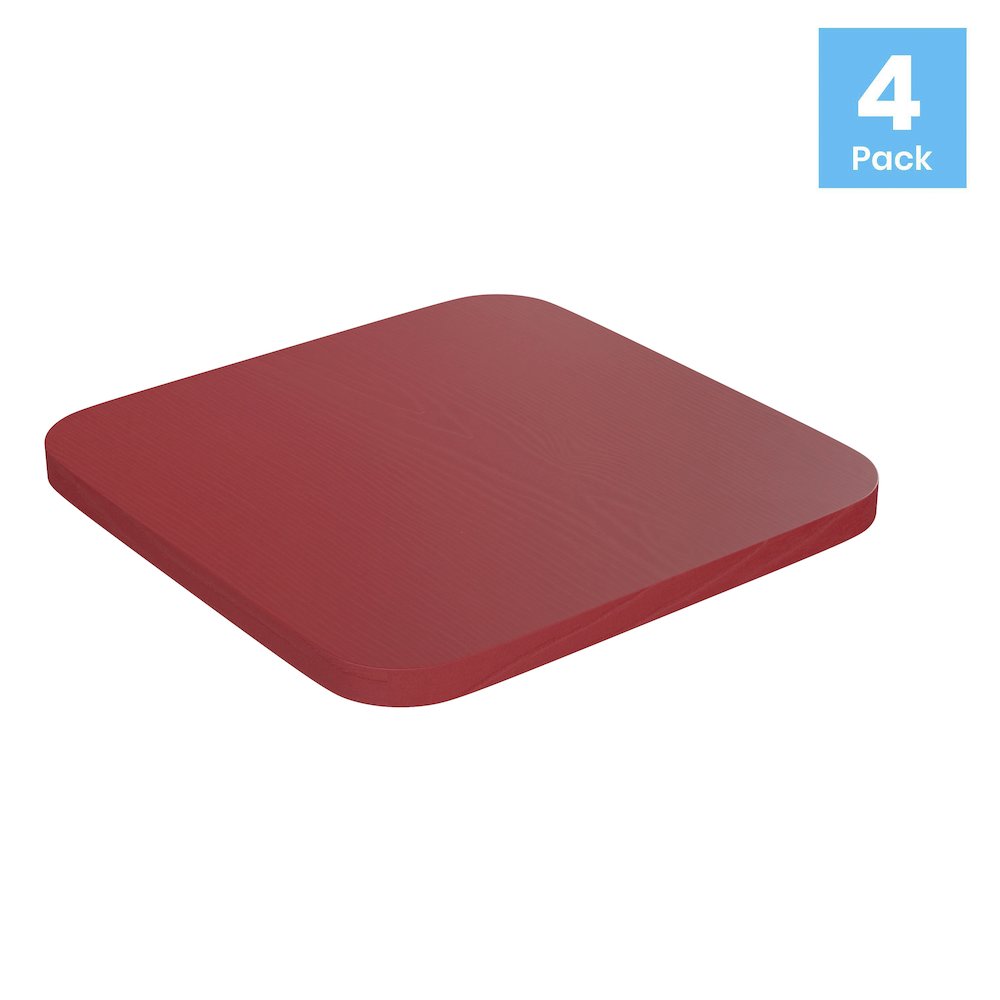 Perry Poly Resin Wood Square Seat with Rounded Edges for Colorful Metal Barstools in Red. Picture 1