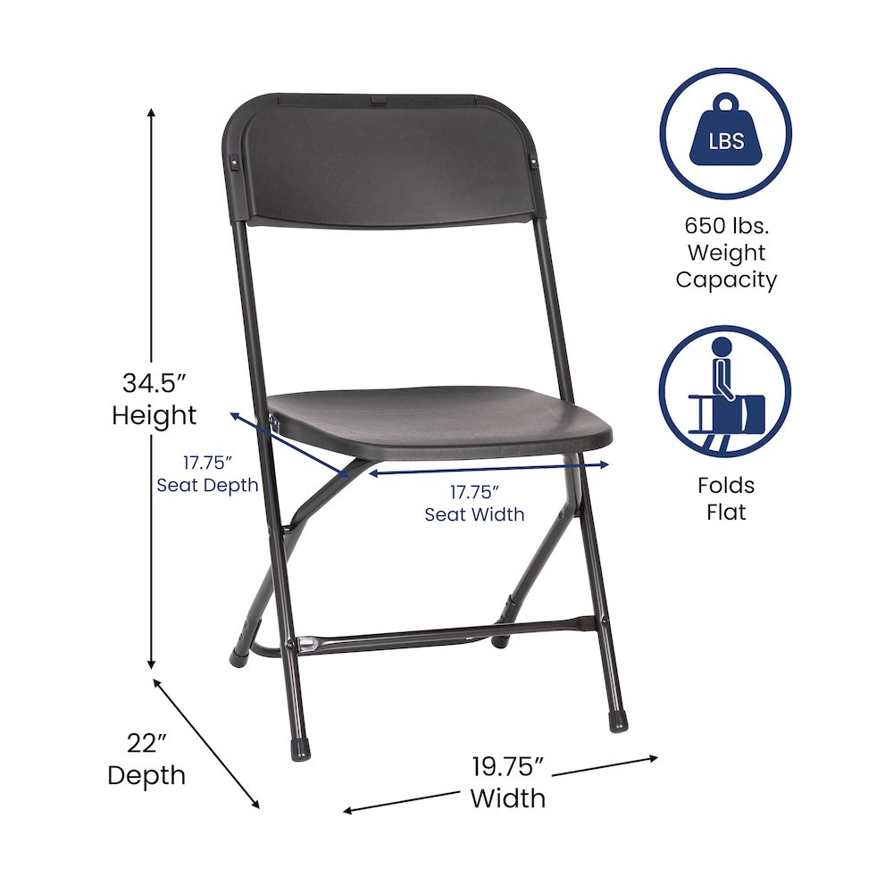 Multi-Use Versatile Commercial Big and Tall Folding Plastic Chairs - Set of 4. Picture 8