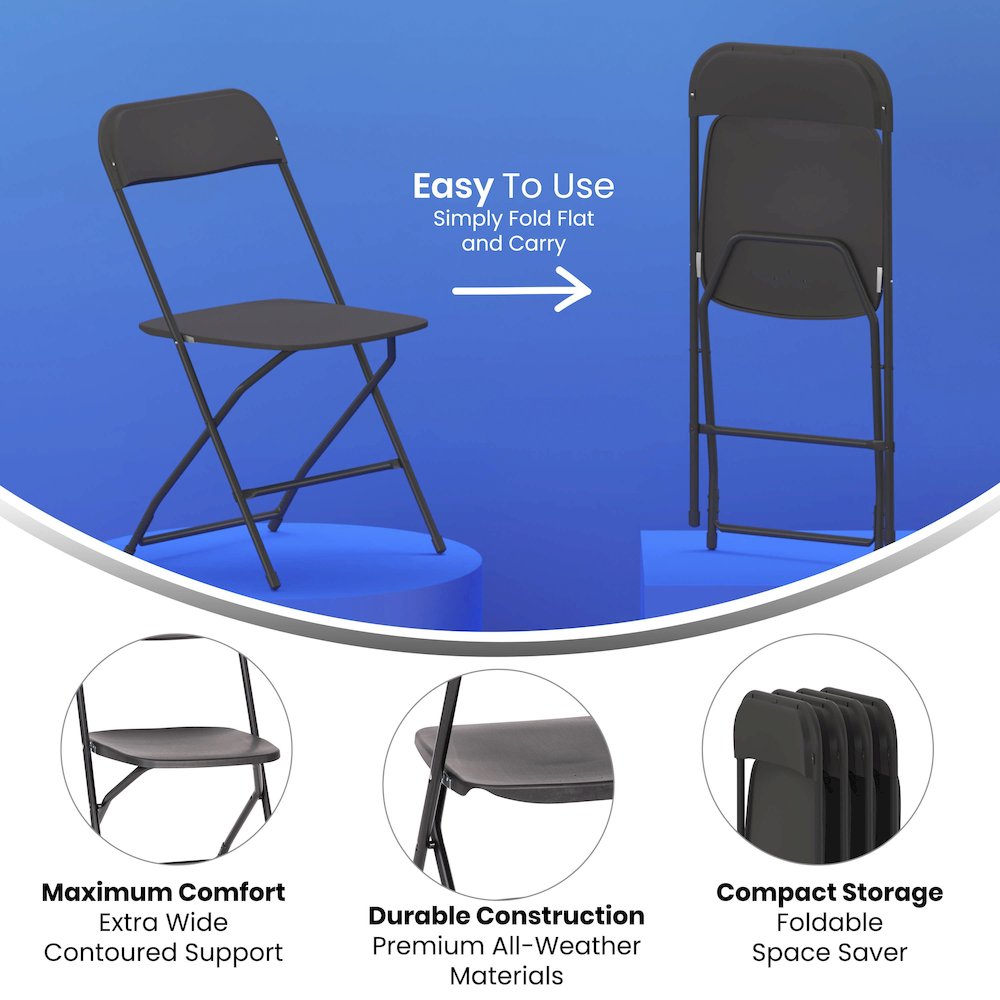 Multi-Use Versatile Commercial Big and Tall Folding Plastic Chairs - Set of 4. Picture 7