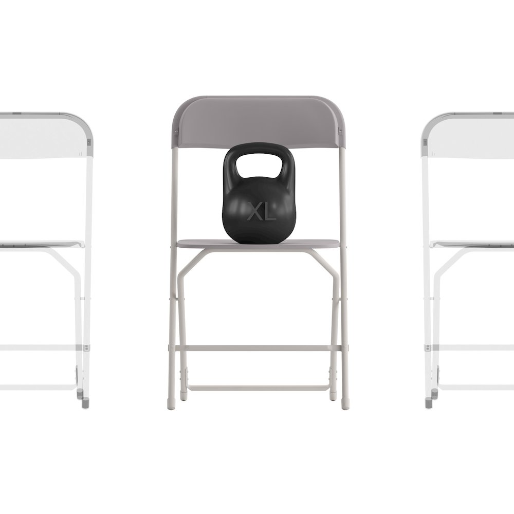 Hercules™ Series 4 Pack Gray Plastic Folding Chairs, Commercial Grade Contoured Comfort Big & Tall, 650LB. Weight Capacity Chair. Picture 3