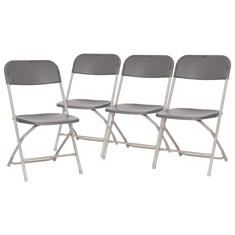Hercules™ Series 4 Pack Gray Plastic Folding Chairs, Commercial Grade Contoured Comfort Big & Tall, 650LB. Weight Capacity Chair. Picture 17