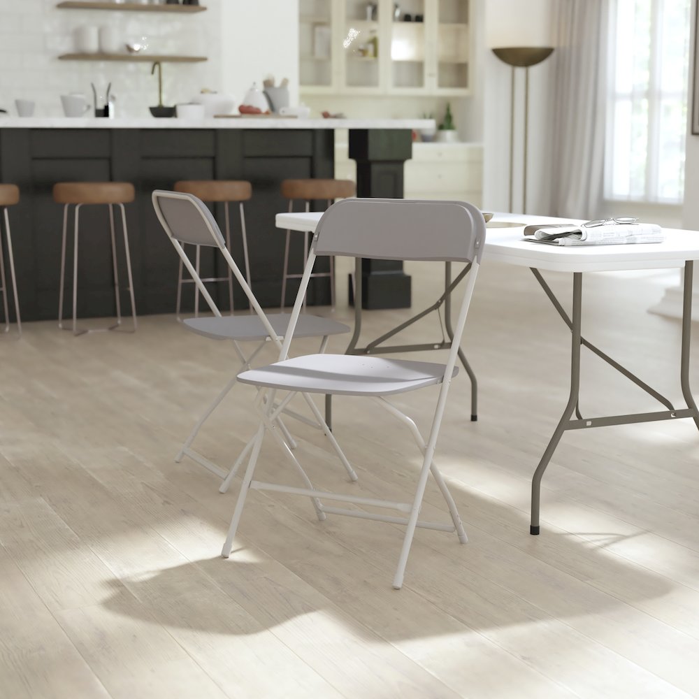 Hercules™ Series 4 Pack Gray Plastic Folding Chairs, Commercial Grade Contoured Comfort Big & Tall, 650LB. Weight Capacity Chair. Picture 9