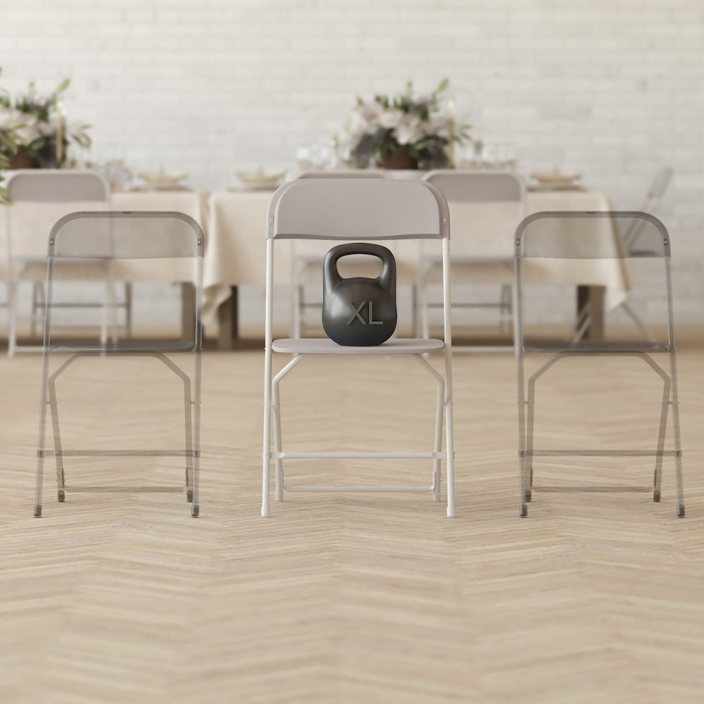 Hercules™ Series 4 Pack Gray Plastic Folding Chairs, Commercial Grade Contoured Comfort Big & Tall, 650LB. Weight Capacity Chair. Picture 10