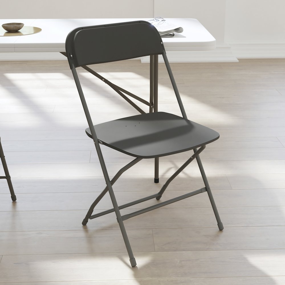 Hercules™ Series 4 Pack Gray Plastic Folding Chairs, Commercial Grade Contoured Comfort Big & Tall, 650LB. Weight Capacity Chair. Picture 12