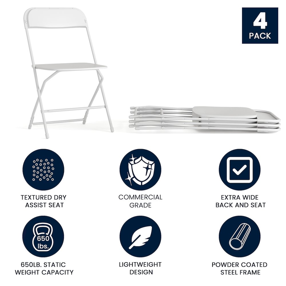 Multi-Use Versatile Commercial Big and Tall Folding Plastic Chairs - Set of 4. Picture 5