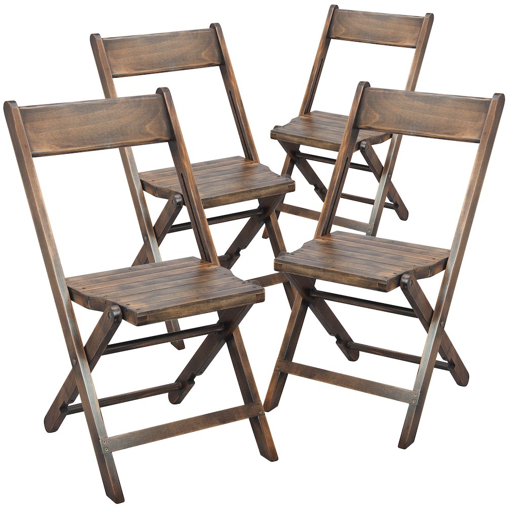 Wooden Folding Chair with Slatted Seat and Beechwood Frame, Antique Black. Picture 3