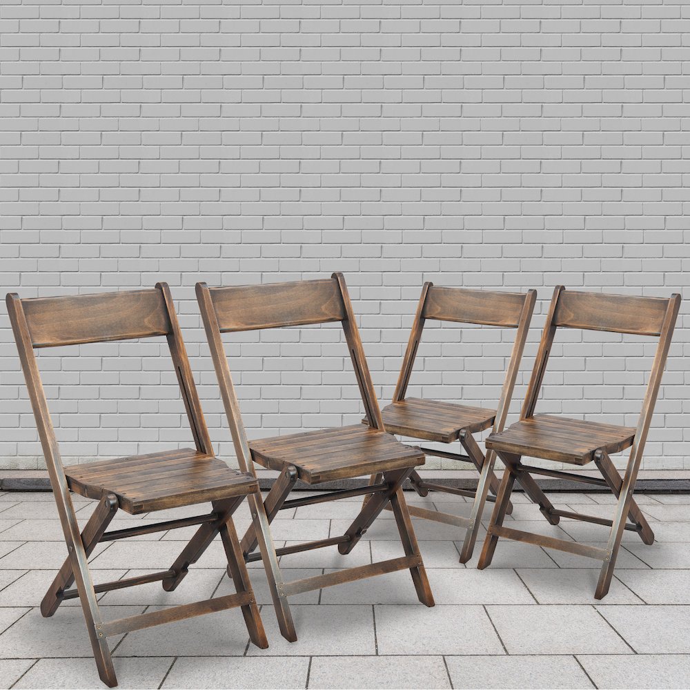 Wooden Folding Chair with Slatted Seat and Beechwood Frame, Antique Black. Picture 2