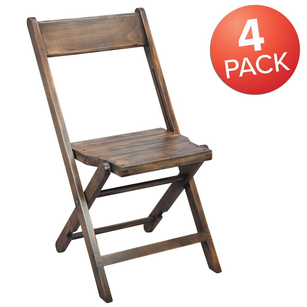 Wooden Folding Chair with Slatted Seat and Beechwood Frame, Antique Black. Picture 1