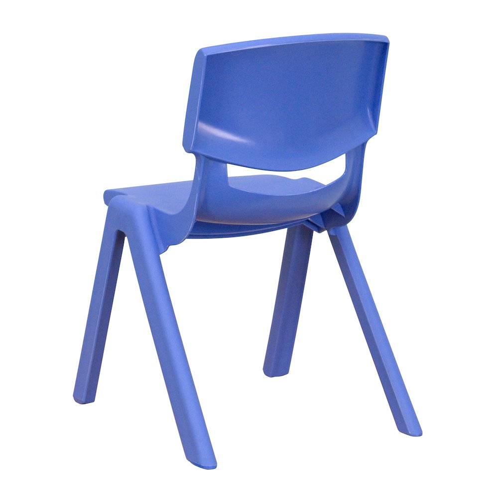 4 Pack Blue Plastic Stackable School Chair with 12'' Seat Height. Picture 8