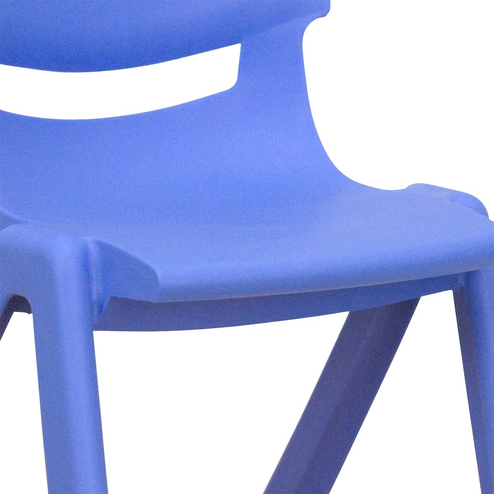 4 Pack Blue Plastic Stackable School Chair with 12'' Seat Height. Picture 9