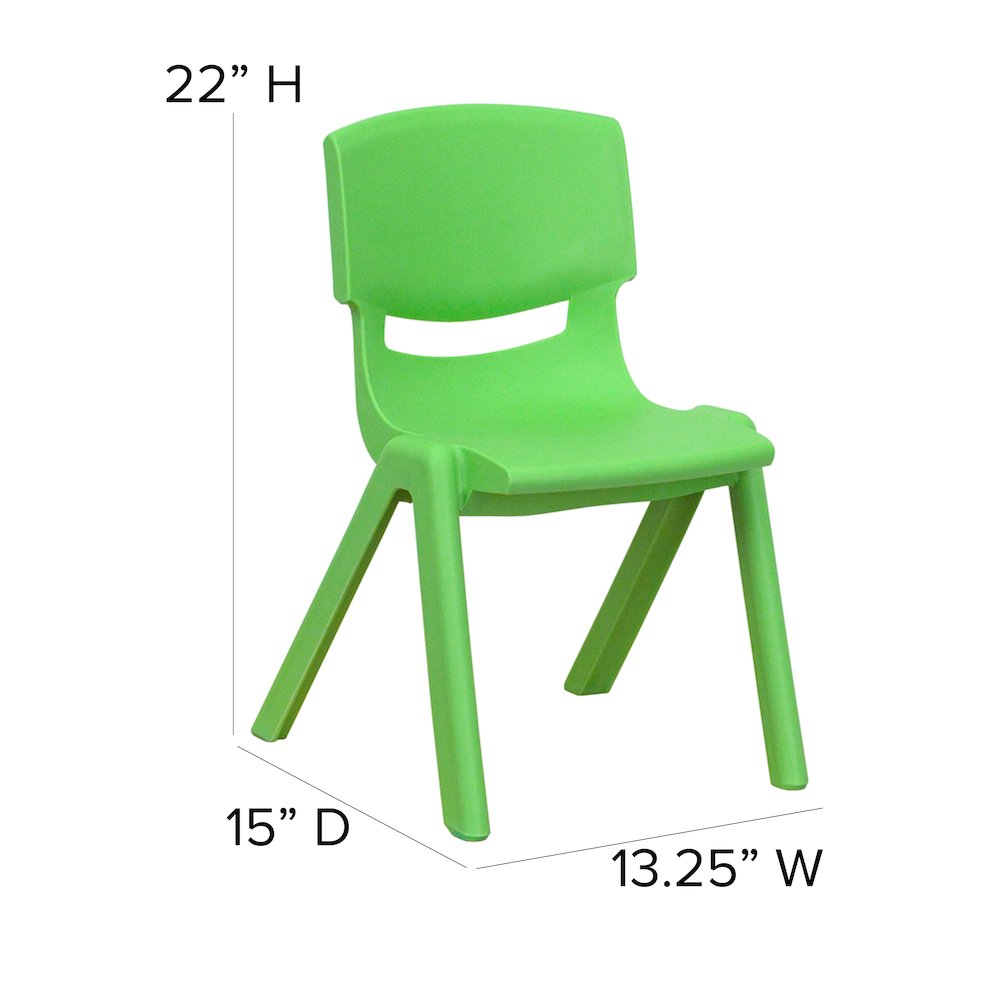 4 Pack Green Plastic Stackable School Chair with 12'' Seat Height. Picture 7