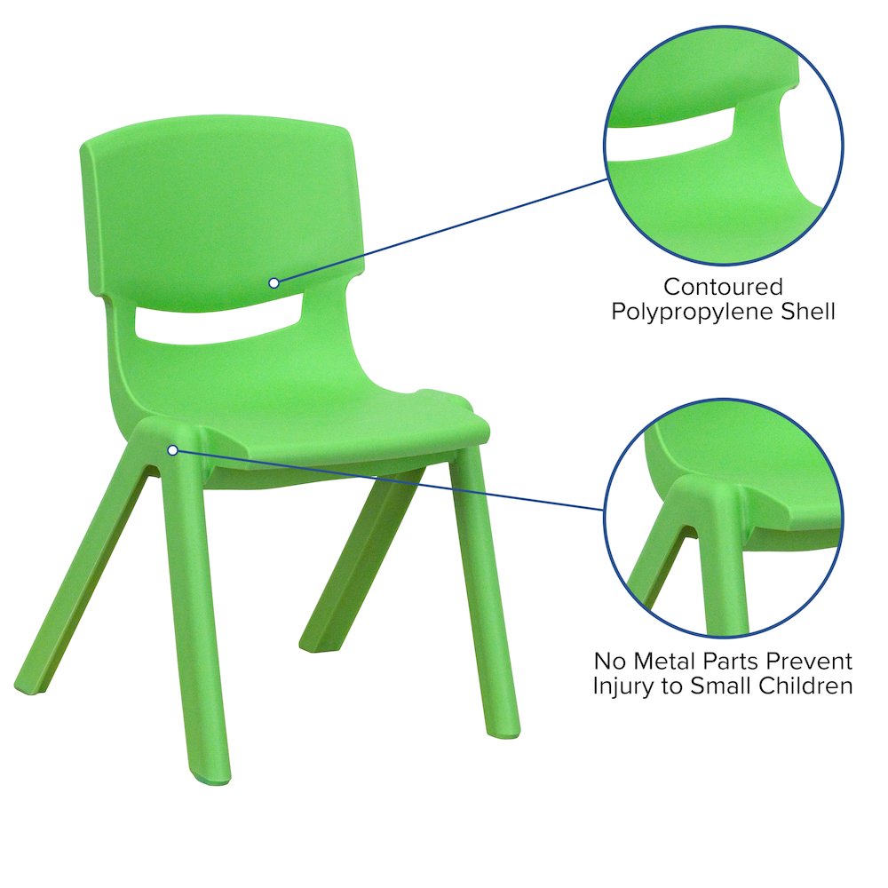 4 Pack Green Plastic Stackable School Chair with 12'' Seat Height. Picture 6