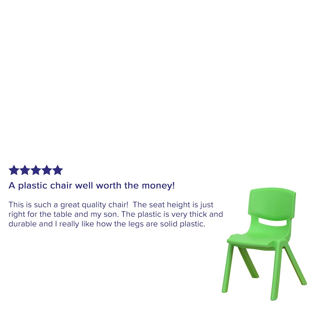 4 Pack Green Plastic Stackable School Chair with 12'' Seat Height. Picture 5
