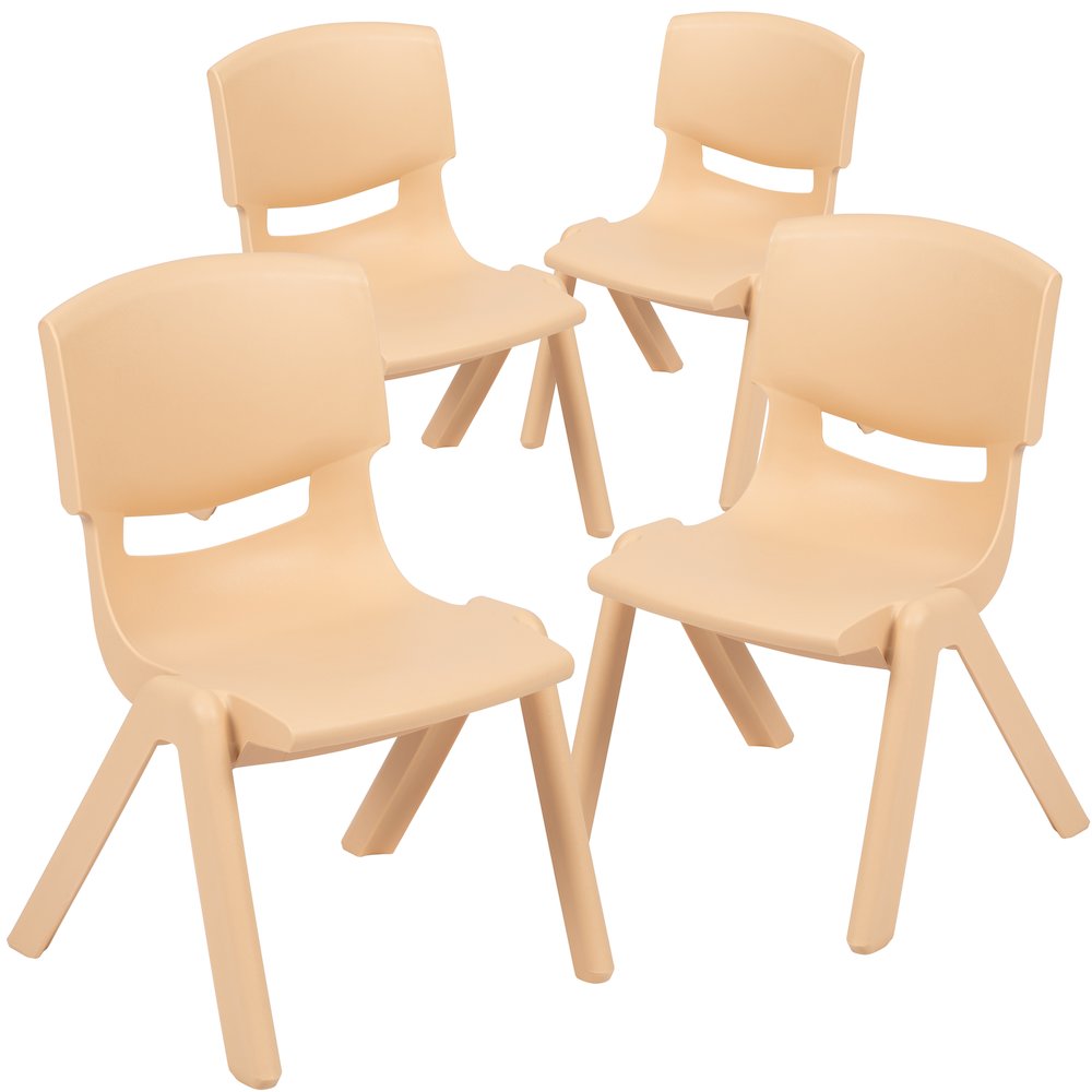 4 Pack Natural Plastic Stackable School Chair with 12'' Seat Height. Picture 3