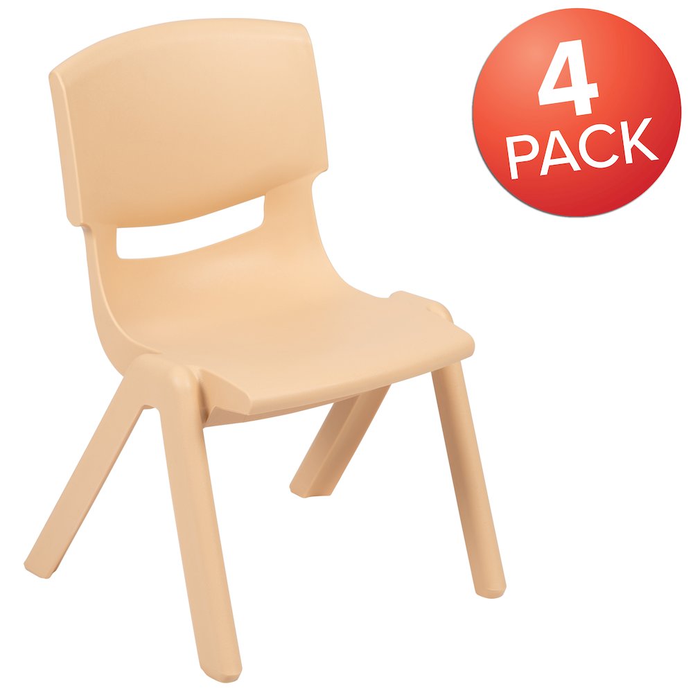 4 Pack Natural Plastic Stackable School Chair with 12'' Seat Height. Picture 1