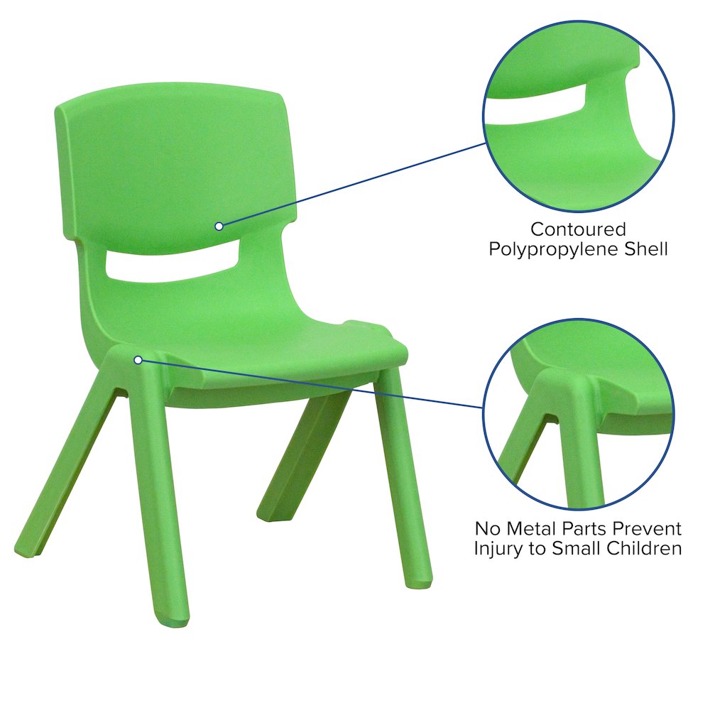 4 Pack Green Plastic Stackable School Chair with 10.5'' Seat Height. Picture 6