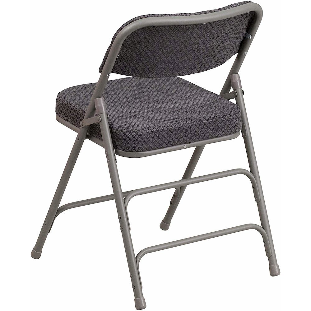 Triple Braced & Double Hinged Gray Fabric Metal Folding Chair pack of 4. Picture 5
