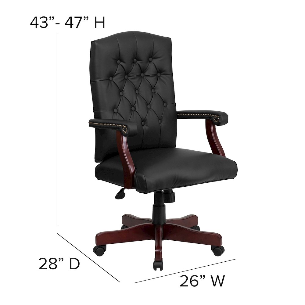 Black LeatherSoft Executive Swivel Office Chair with Arms. Picture 6