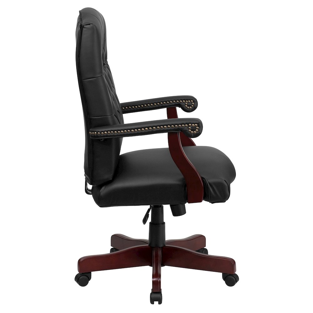 Black LeatherSoft Executive Swivel Office Chair with Arms. Picture 9