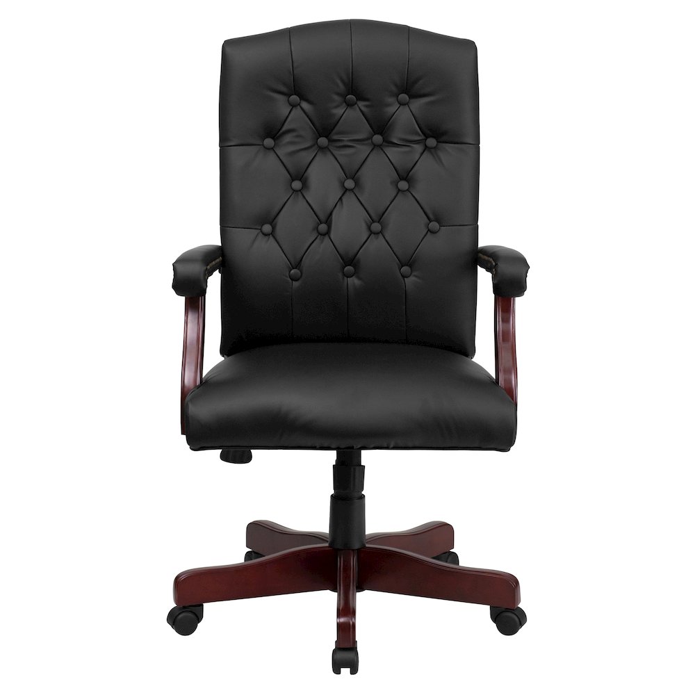 Black LeatherSoft Executive Swivel Office Chair with Arms. Picture 10