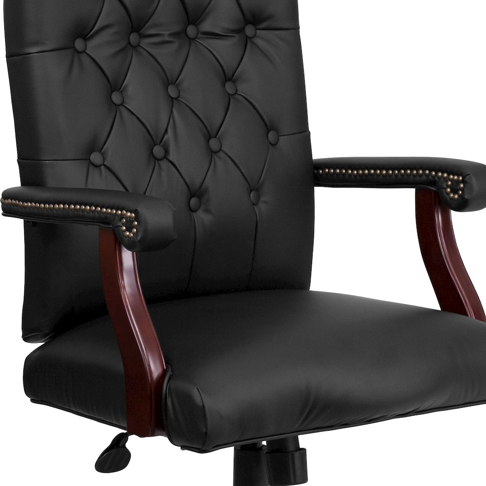 Black LeatherSoft Executive Swivel Office Chair with Arms. Picture 8