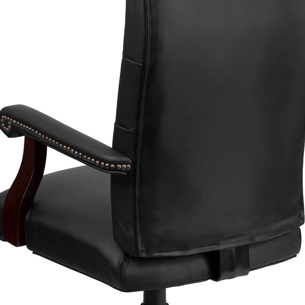 Black LeatherSoft Executive Swivel Office Chair with Arms. Picture 11