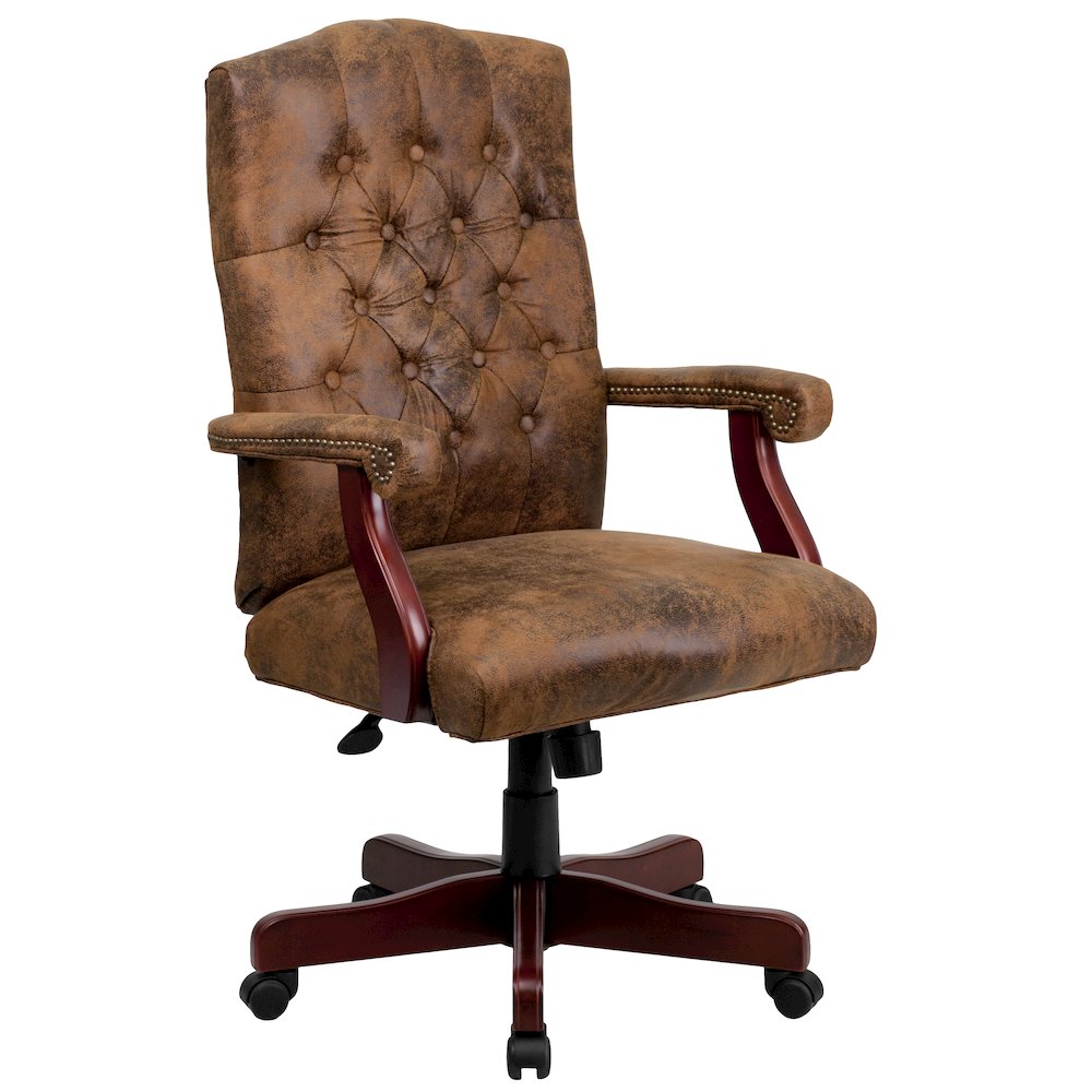 Bomber Brown Classic Executive Swivel Office Chair with Arms. Picture 1