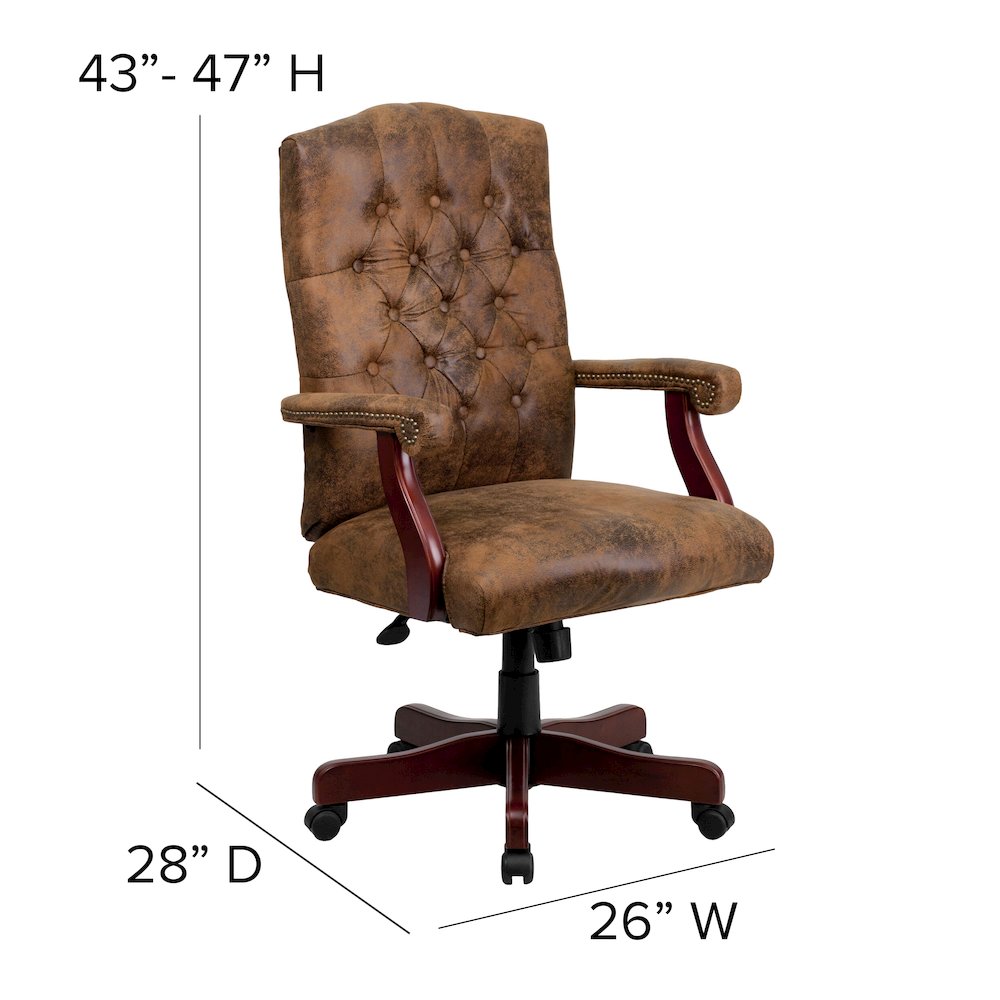 Bomber Brown Classic Executive Swivel Office Chair with Arms. Picture 7